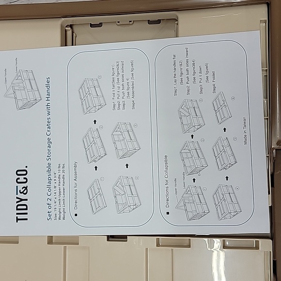 Tidy & Co. Collapsible Storage Crate with Handles 13" x 17" NIB - Picture 5 of 5